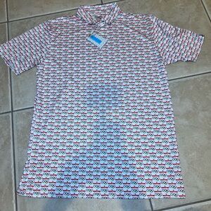 Proud 90 Golf is Fun Men’s Manfre Olympic Graphic Print Short Sleeve Polo Size L